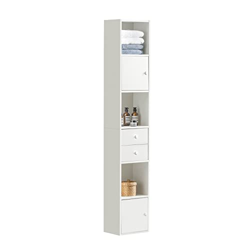 SoBuy STR10-W Bücherregal mit Schubladen Bücherschrank Standregal Aufbewahrungsregal Büroregal Aktenschrank Hochschrank weiß BHT ca: 33x188x24cm