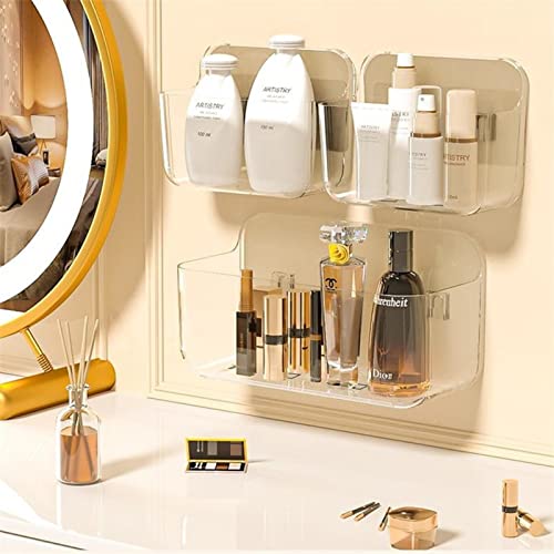 Duschablage Ohne Bohren Zum Hängen Kunststoff, Duschregal Selbstklebend Duschkorb Badezimmer Regal Shampoo Halterung Wand Organizer, Transparenter PET Badregal Wandablage Für Küche Badezimmer (S+L)