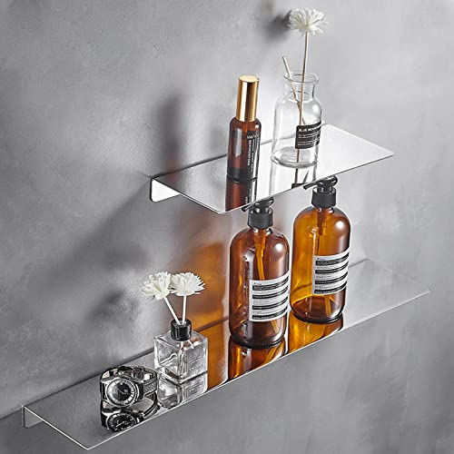 CALUCAB Edelstahl Duschablage Wand montiert Duschkorb Duschregal Badregal ohne Bohren einfachen Stil Küche Badezimmer Regal Organisator für Haus (Silber)