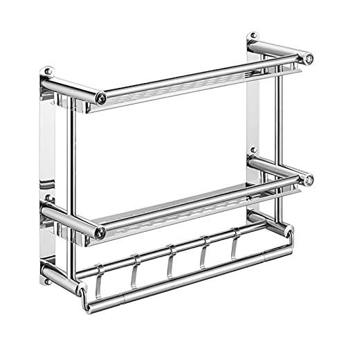Badezimmeraufbewahrung for Dusche, Organizer, Duschablage Handtuchhalter, Badezimmerregal, selbstklebendes Duschregal, Edelstahl, ohne Bohren, Haken, Duschregal (Größe: